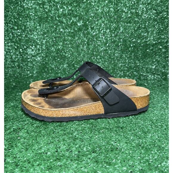 Birkenstock Gizeh‎ Sandals Womens Size 7 Black Leather Comfort Thong Slides - Picture 4 of 8